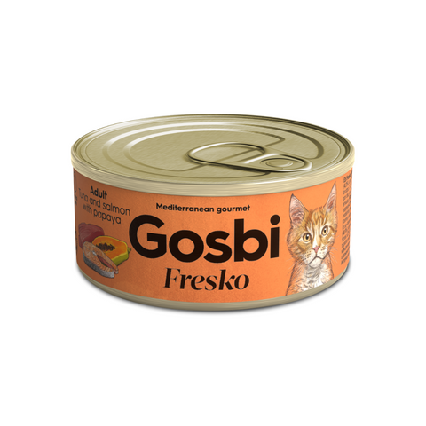 Enlatado para gatos de Atún, Salmón y Papaya